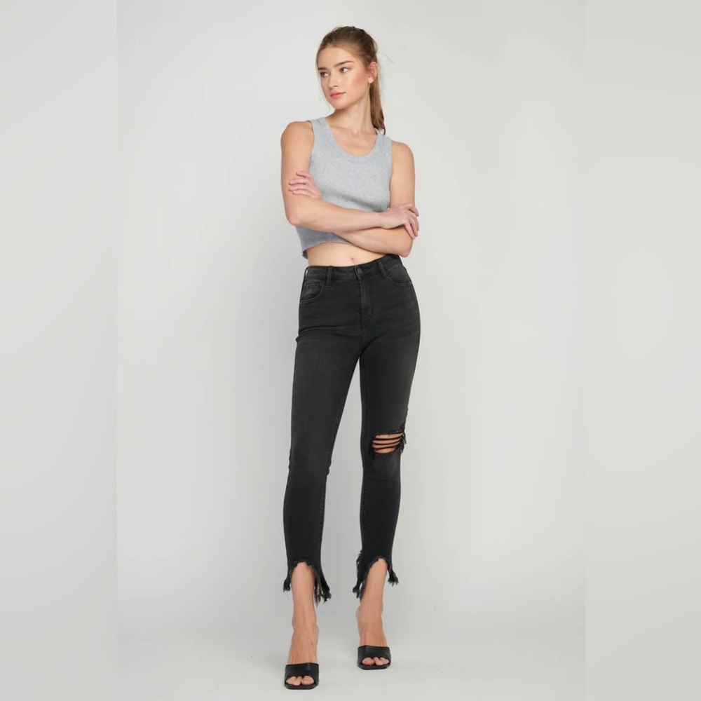 Hidden Jeans Frayed Hem Skinny Black Jeans